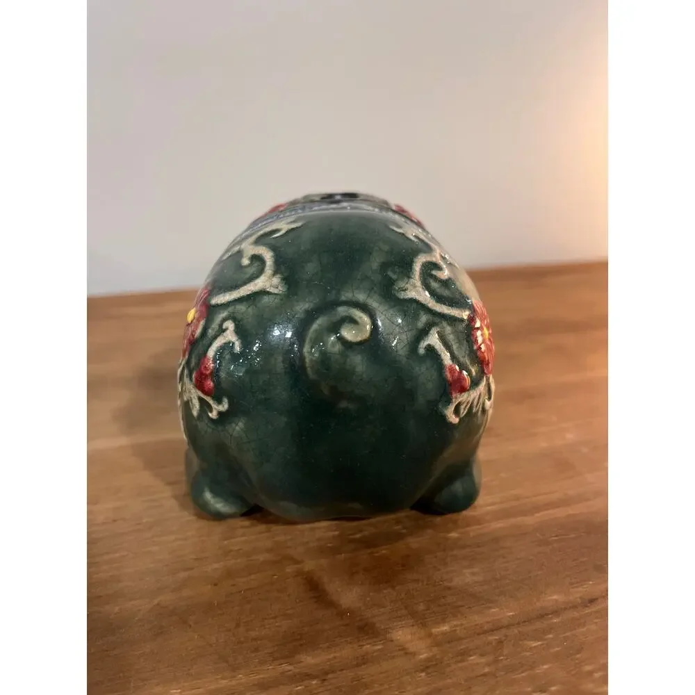 Gump’s Ceramic Piggy Bank Green Celadon Double‎ Happiness Asian Decor